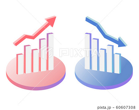 上昇グラフ下降グラフのイラスト素材
