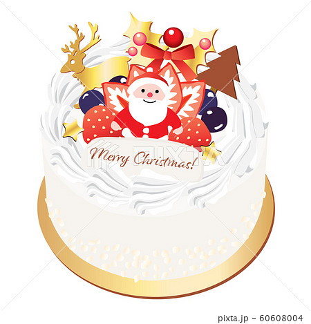 サンタがのった生クリームのクリスマスケーキ 60608004