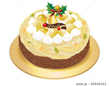 モンブランのクリスマスケーキのイラスト素材