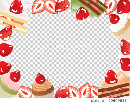 苺のショートケーキのフレームのイラスト素材