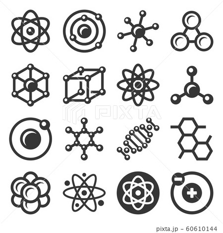 Atom and Molecule Icons Set on White Background. Vector 60610144
