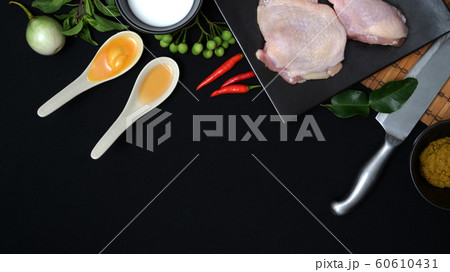Top view of Thai food ingredients and herbs for 60610431