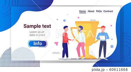 businesspeople shaking hands partners standing near golden trophy cup first place championship successful corporate business strategy concept sketch full length horizontal copy space businesspeople shaking hands partners standing near golden trophy cup first place championship successful corporate business strategy concept sketch full length horizontal copy space 60611668