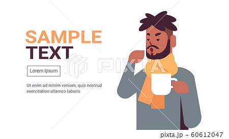 sick man having sneeze drinking hot tea unhealthy african american guy in scarf suffering from cold flu virus illness concept flat portrait copy space horizontal sick man having sneeze drinking hot tea unhealthy african american guy in scarf suffering from cold flu virus illness concept flat portrait copy space horizontal 60612047