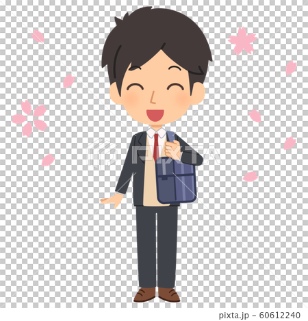插图素材 学生男入口毕业微笑