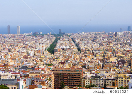 写真素材｜バルセロナ｜街並｜上空から 60615524
