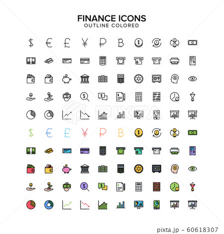 finance outline colored icons finance outline colored icons 60618307