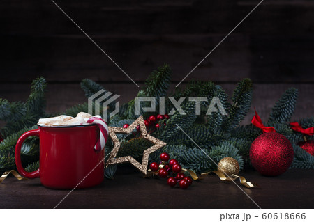 Cocoa red mug with marshmallows Cocoa red mug with marshmallows 60618666