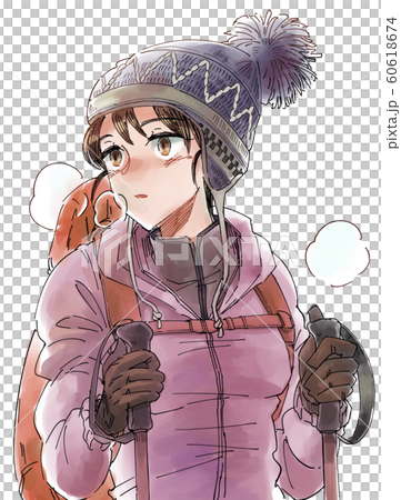 冬の山ガールのイラスト素材