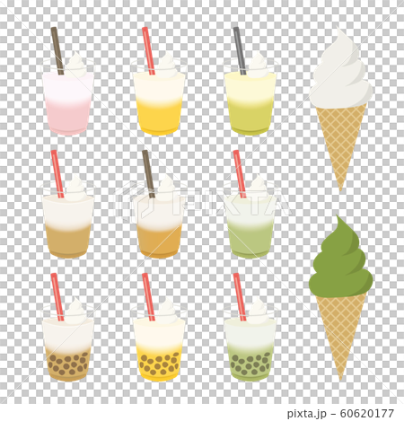 アイスドリンクとソフトクリームのイラストセット 60620177