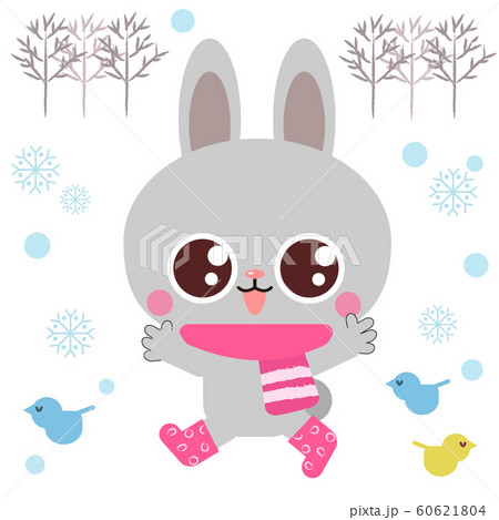 冬着したウサギのイラスト素材のイラスト素材