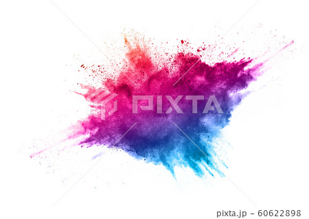 abstract powder splatted background. Colorful powder explosion on white background. Colored cloud. Colorful dust explode. Paint Holi. 60622898