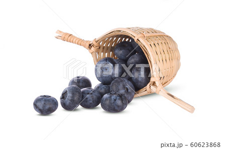 Blueberries closeup in basket on white background 60623868