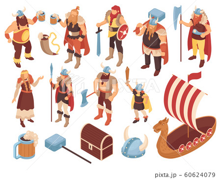 Isometric Viking Characters Set 60624079
