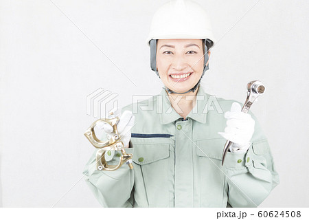 クランプ　足場　両口ラチェットレンチ　シノ　作業員 60624508