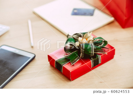 Closeup Gift box on the office table for surprise 60624553