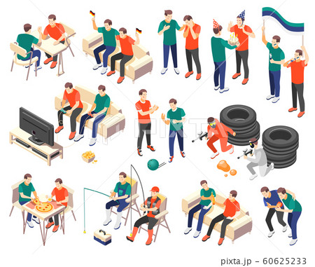 Male Friendship Isometric Icons Set Male Friendship Isometric Icons Set 60625233