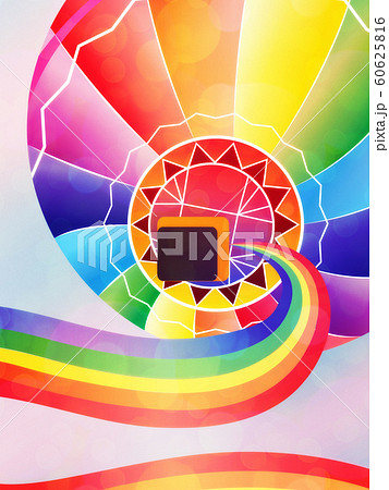Air balloon with rainbow 60625816