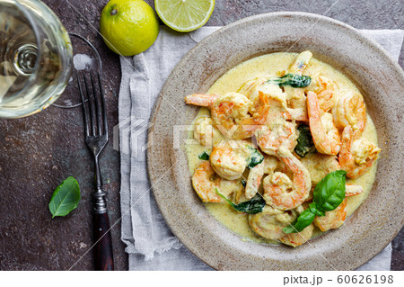 Shrimps in cream sauce Shrimps in cream sauce 60626198