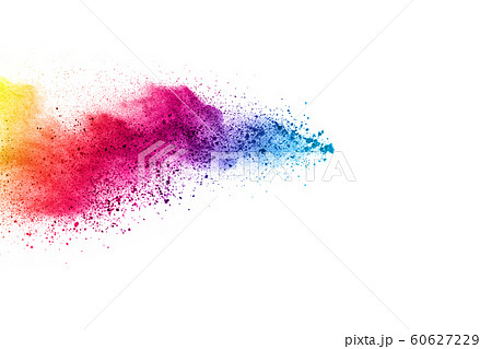 abstract powder splatted background. Colorful powder explosion on white background. Colored cloud. Colorful dust explode. Paint Holi. 60627229