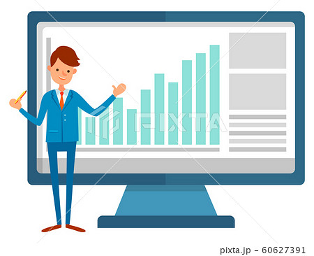 Worker and Monitor of Pc, Rising Graph Vector 60627391