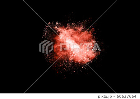 Living Coral color powder explosion on white background. Colored cloud. Colorful dust explode. Paint Holi. Living Coral color powder explosion on white background. Colored cloud. Colorful dust explode. Paint Holi. 60627664