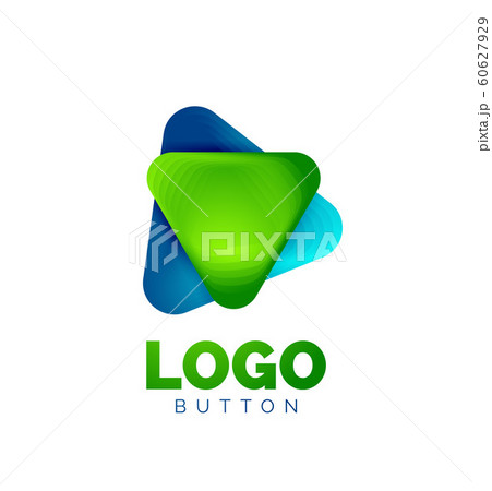 Play, arrow or download button icon, minimal design business logo template. 3d geometric bold in relief style with color blend steps effect. Vector Illustration For Wallpaper, Banner, Background, Card 60627929