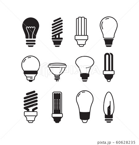 Bulb icons. Lights energy modern lamp vector bulb collection 60628235