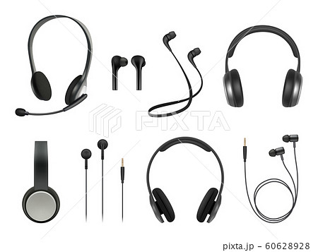 Headset Realistic Earbuds Music Modern のイラスト素材