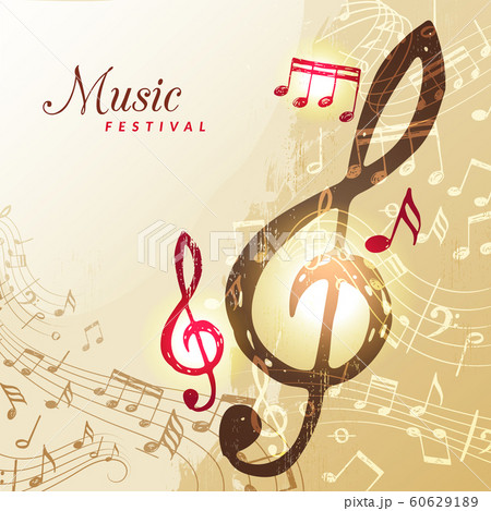Music notes background. Festival instrument song sound stave treble clef vector illustration 60629189