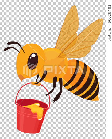 ミツバチのイラスト 蜂蜜のバケツのイラスト素材