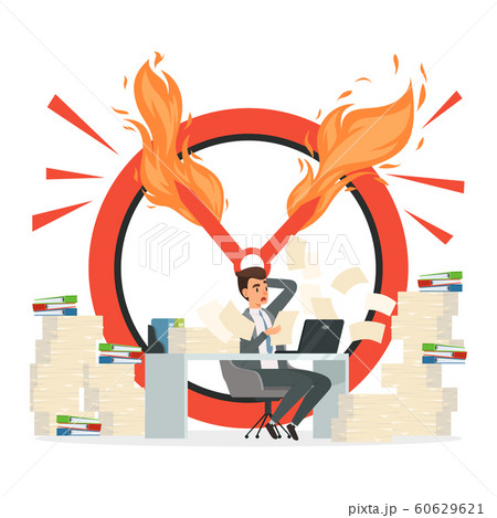 Deadline vector concept. Office manager and chaos at work illustration 60629621