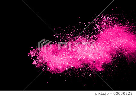 Pink powder explosion on black background. Colored cloud. Colorful dust explode. Paint Holi. 60630225