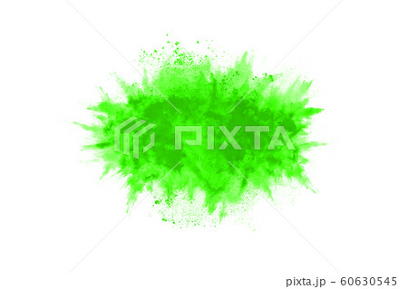 Green powder explosion on white background. Colored cloud. Colorful dust explode. Paint Holi. 60630545