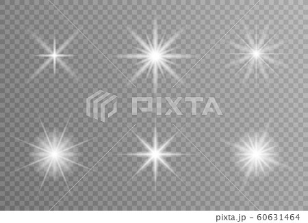White glowing light explodes on a transparent background. Sparkling dust particles. Bright Star. Transparent shining sun, bright flash. Vector sparkles. To center a bright flash 60631464