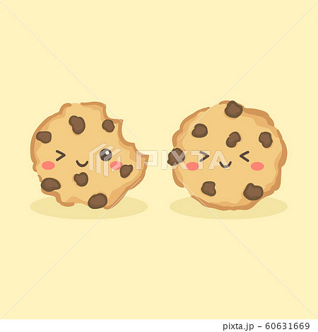 Cute Choco Chip Cookies Vector Illustration のイラスト素材