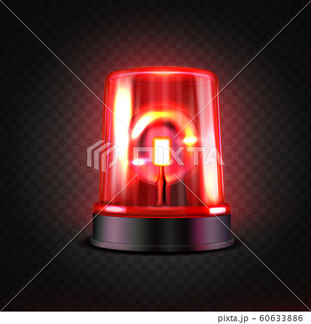 Realistic red led flasher. Red lights. Transparent beacon for emergency situations. 60633886