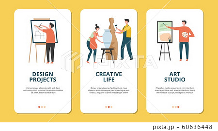 Hobby concept. Design artist creative people vector characters. Creative concepts for mobile applications, hobbies banners Hobby concept. Design artist creative people vector characters. Creative concepts for mobile applications, hobbies banners 60636448