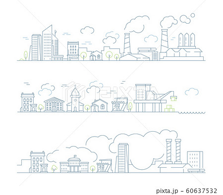 Industrial City Landscape Factory Urban Smog のイラスト素材