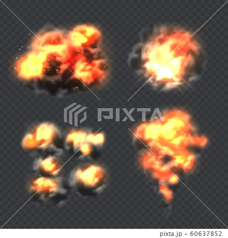 Bomb explosion. Fire realistic explosion effect light vector collection templates 60637852