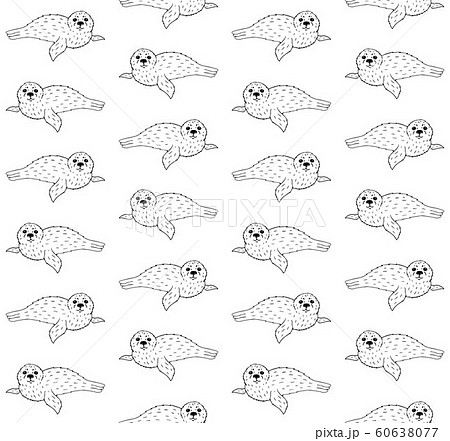 Vector seamless pattern of hand drawn baby seal 60638077