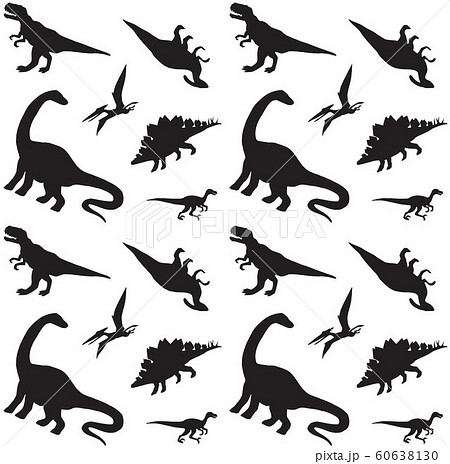 Vector Seamless Pattern Of Dinosaurs Silhouetteのイラスト素材