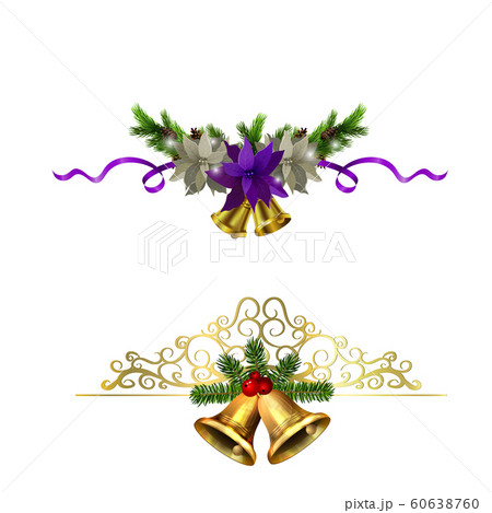 Christmas decorations with fir tree golden jingle bells Christmas decorations with fir tree golden jingle bells 60638760