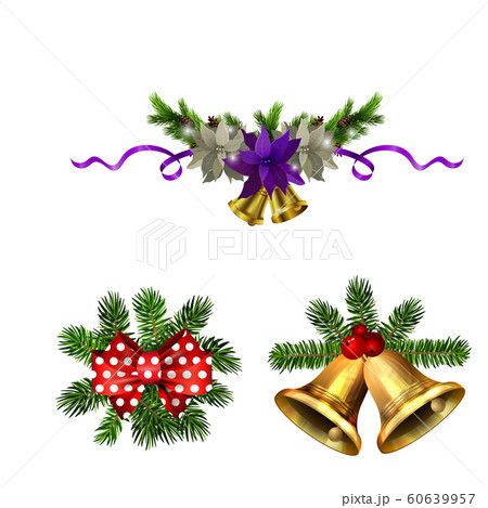 Christmas decorations with fir tree golden jingle bells 60639957