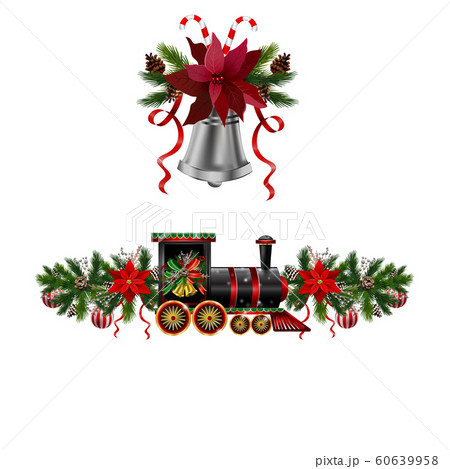 Christmas decorations with fir tree golden jingle bells 60639958