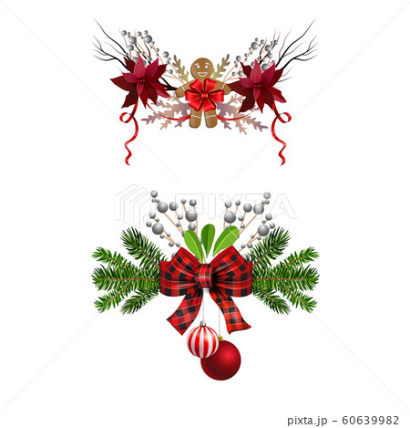 Christmas decorations with fir tree golden jingle bells 60639982