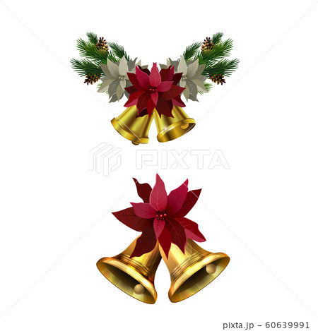 Christmas decorations with fir tree golden jingle bells 60639991