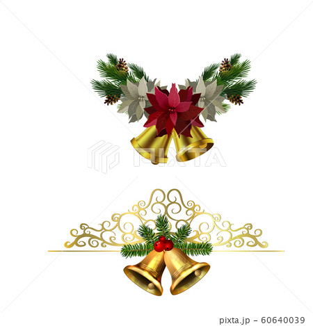Christmas decorations with fir tree golden jingle bells Christmas decorations with fir tree golden jingle bells 60640039