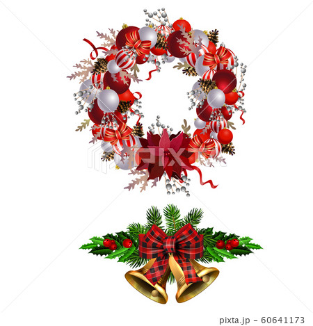 Christmas decorations with fir tree collection isolated 60641173