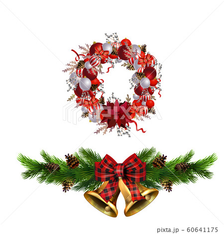 Christmas decorations with fir tree collection isolated 60641175